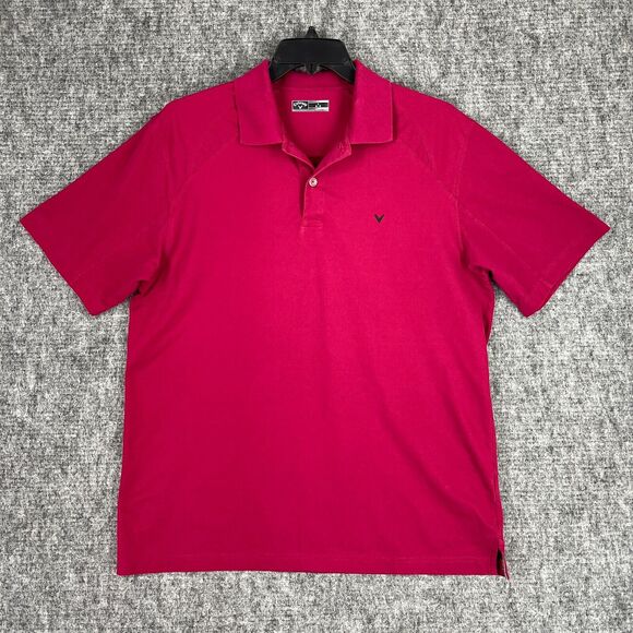 CALLAWAY SHIRT MENS LARGE RED GOLFING POLO PERFORMANCE COLLAR‎ SHORT-SLEEVE - Picture 1 of 10